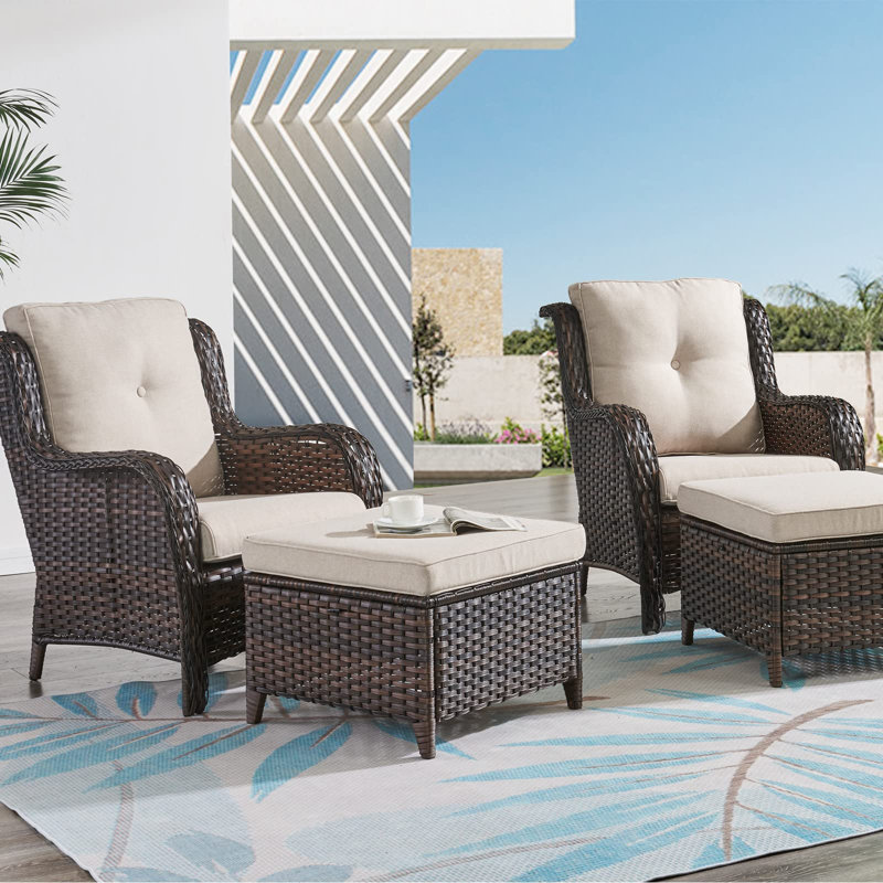 Ebern Designs Wicker Outdoor Ottoman Wayfair